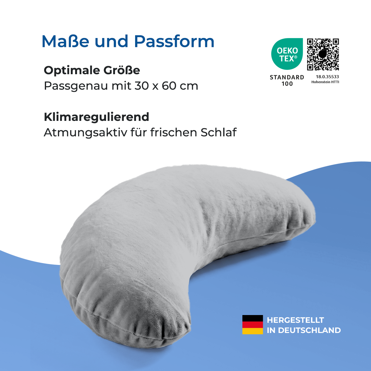 Schlafhörnchen – ideal für zu Hause und auf Reisen, Maße ca. 30 x 60 cm