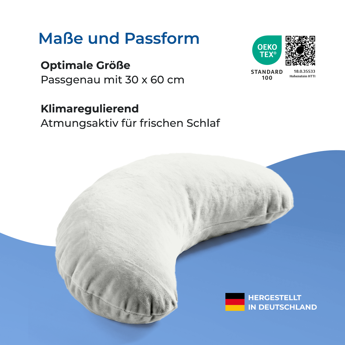 Schlafhörnchen – ideal für zu Hause und auf Reisen, Maße ca. 30 x 60 cm