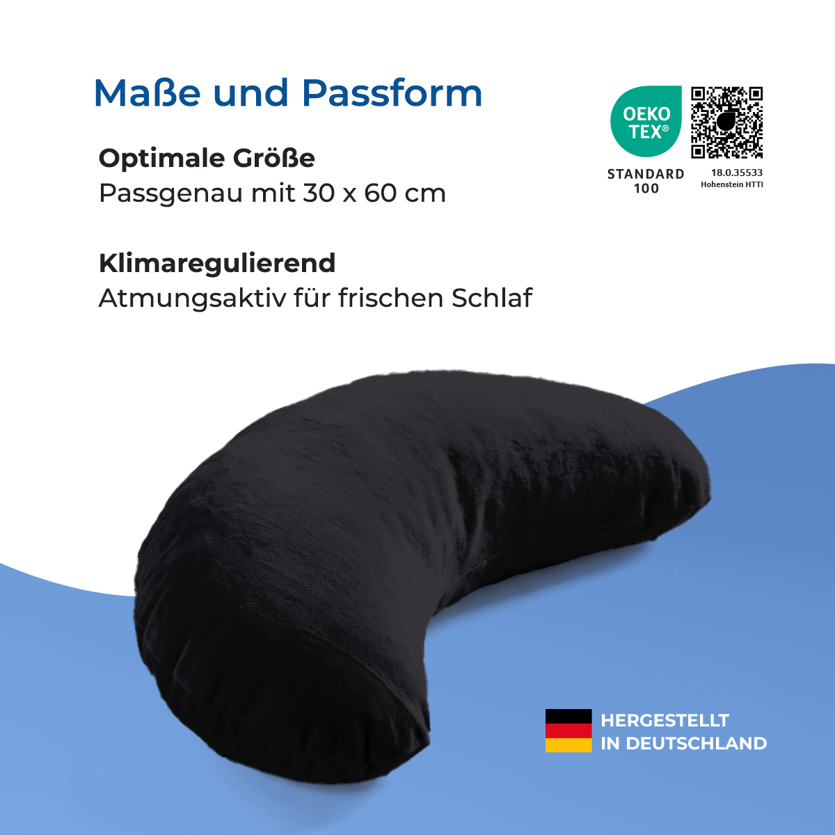Schlafhörnchen – ideal für zu Hause und auf Reisen, Maße ca. 30 x 60 cm