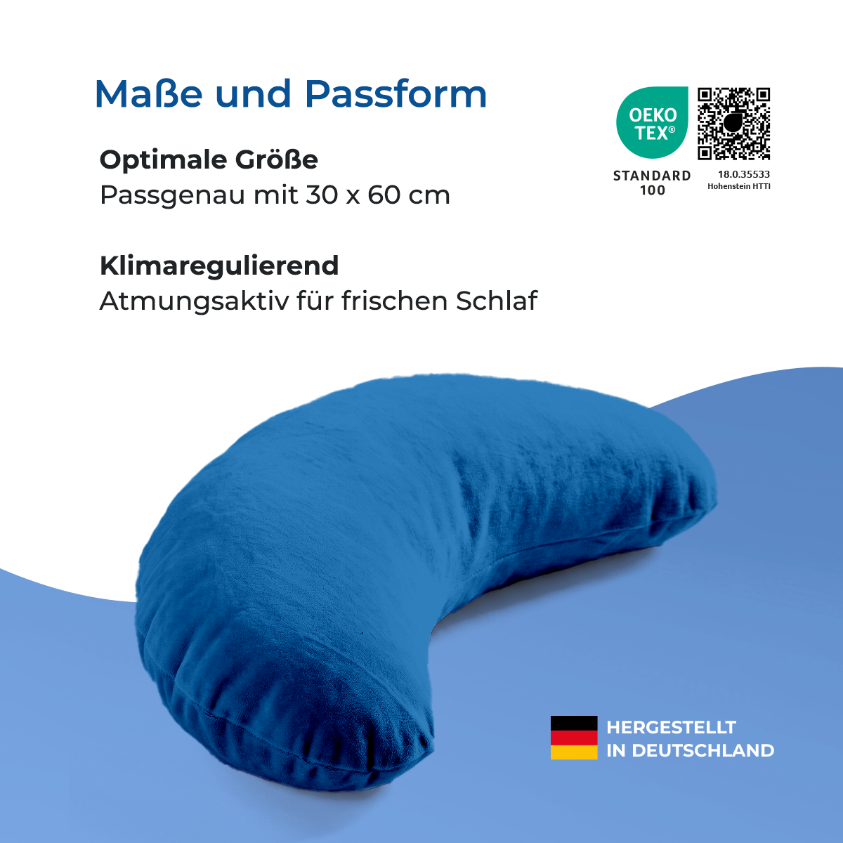 Schlafhörnchen – ideal für zu Hause und auf Reisen, Maße ca. 30 x 60 cm