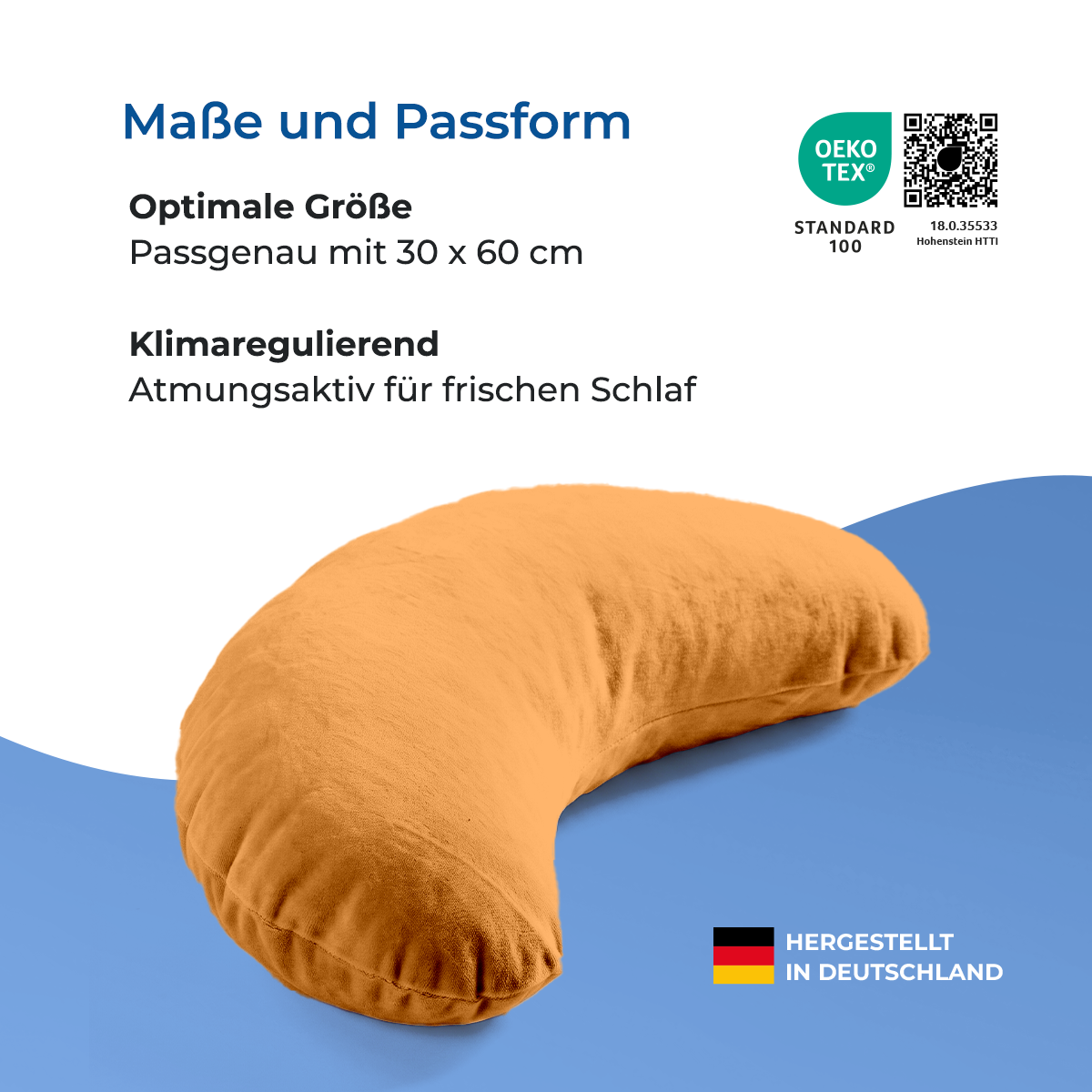 Schlafhörnchen – ideal für zu Hause und auf Reisen, Maße ca. 30 x 60 cm