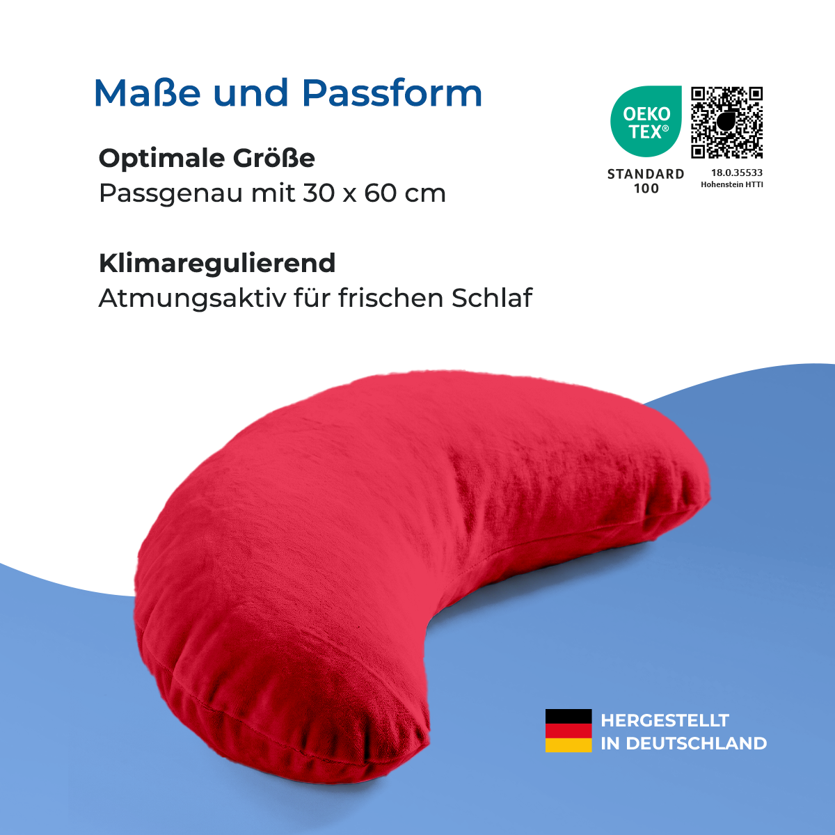 Schlafhörnchen – ideal für zu Hause und auf Reisen, Maße ca. 30 x 60 cm