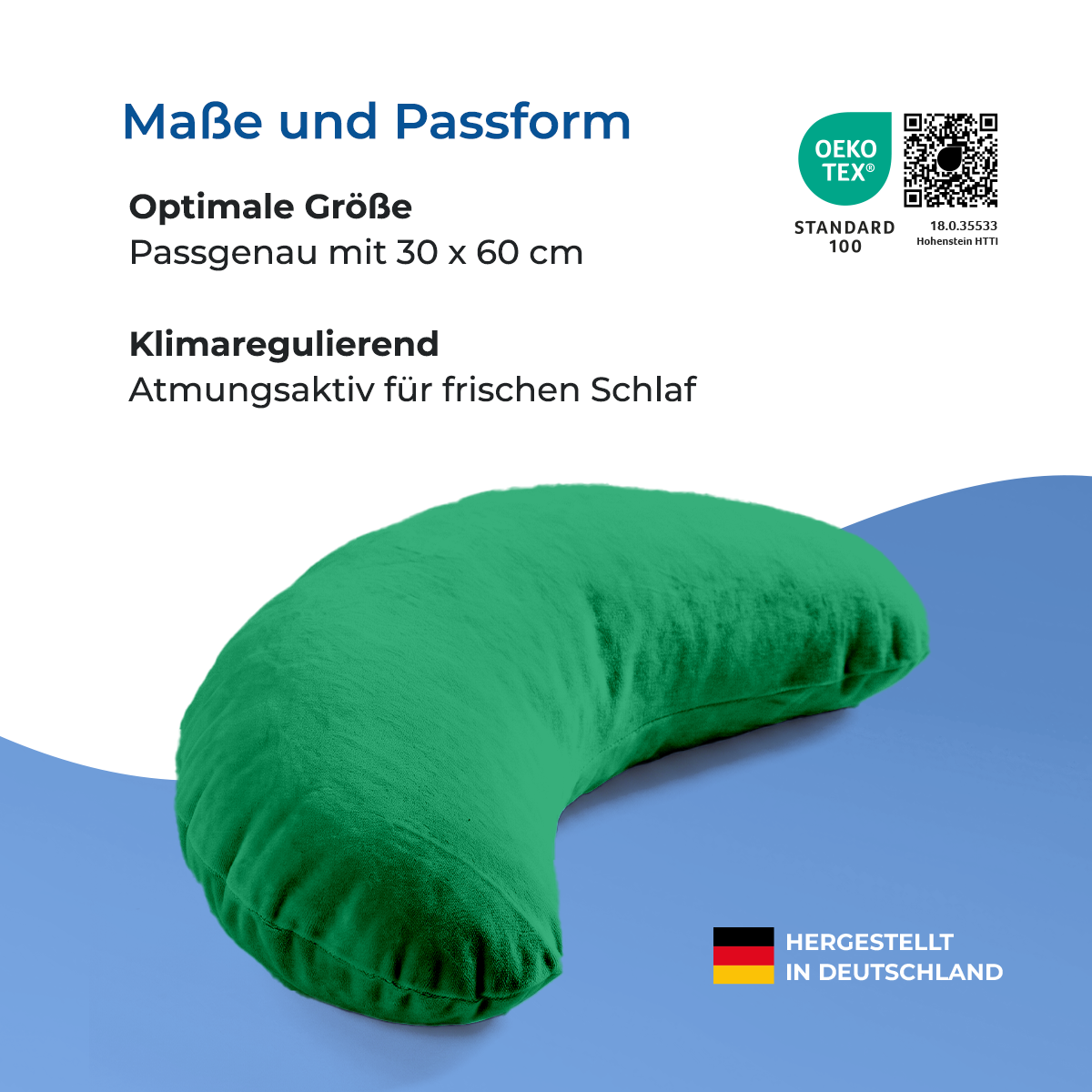 Schlafhörnchen – ideal für zu Hause und auf Reisen, Maße ca. 30 x 60 cm