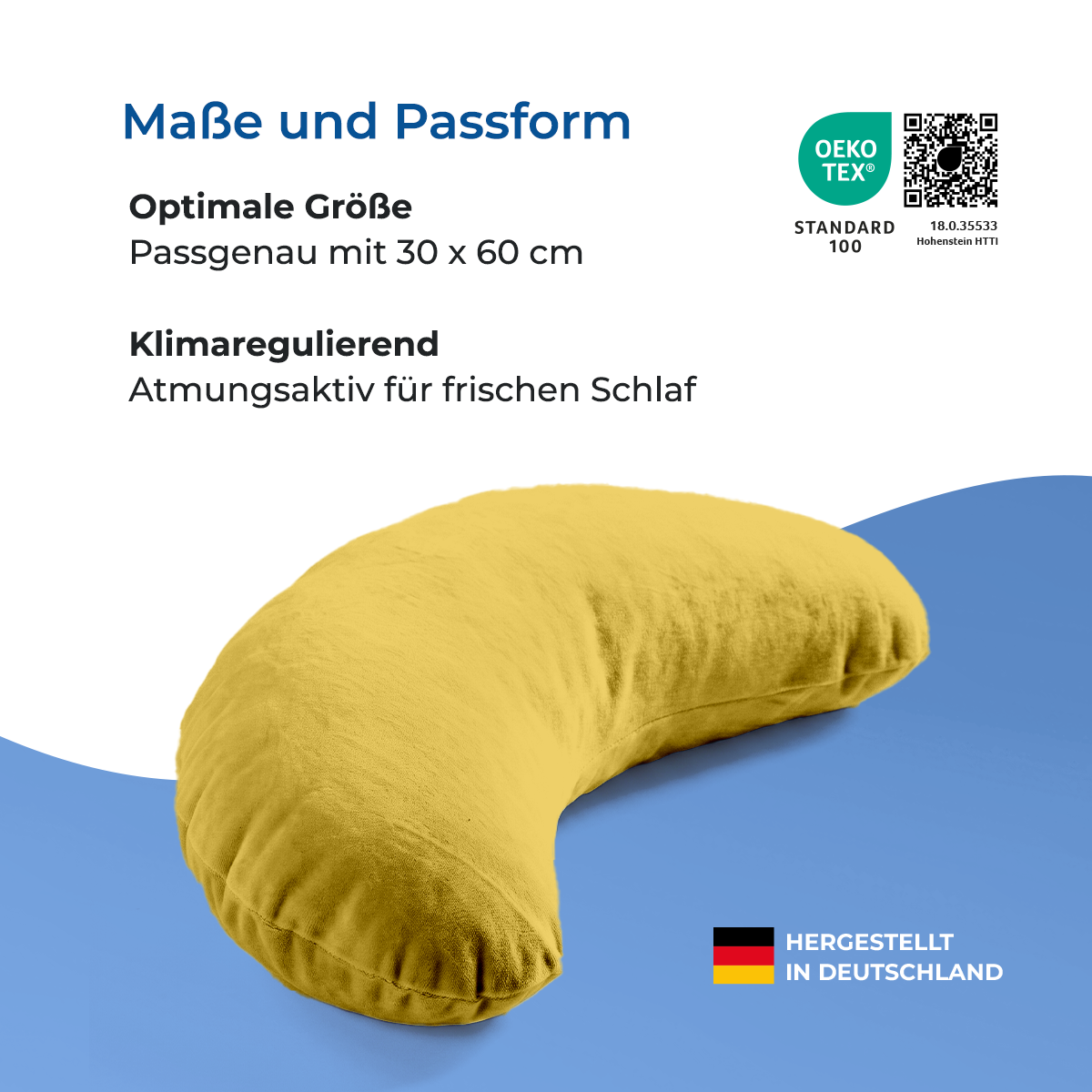 Schlafhörnchen – ideal für zu Hause und auf Reisen, Maße ca. 30 x 60 cm